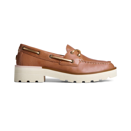 รองเท้าหนังแบบสวม ผู้หญิง Chunky Boat 2-Eye Leather